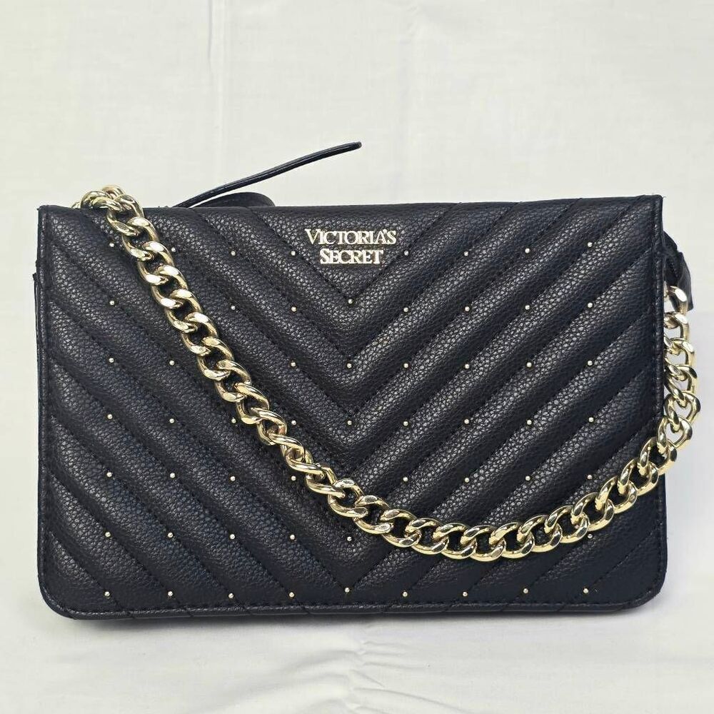 Victoria’s Secret Black Quilted Chain Shoulder Bag 10x7